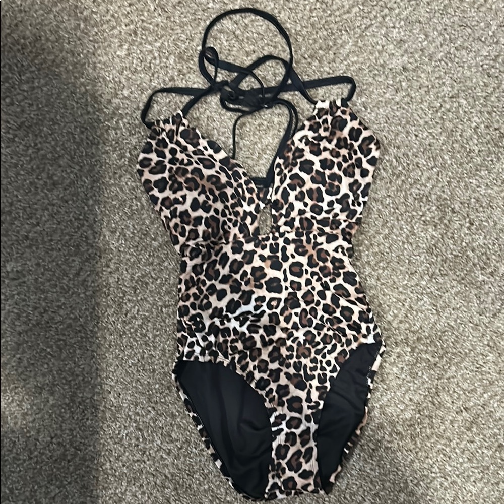 Leopard Print One-Piece Swimsuit- Medium
